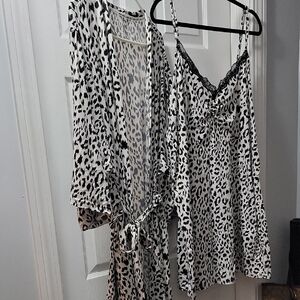 Leopard Print Robe and Nightgown Set